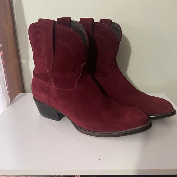 Tecovas Maroon Suede Boots - Picture 8 of 10
